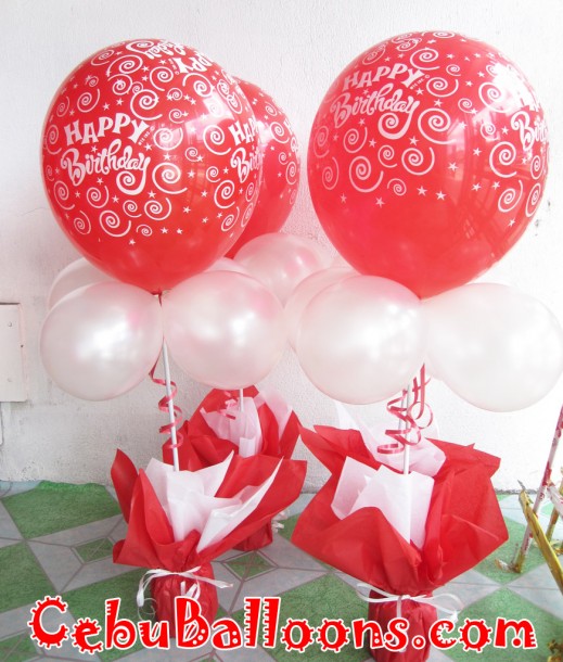Birthday Balloon Centerpiece (Red & White)