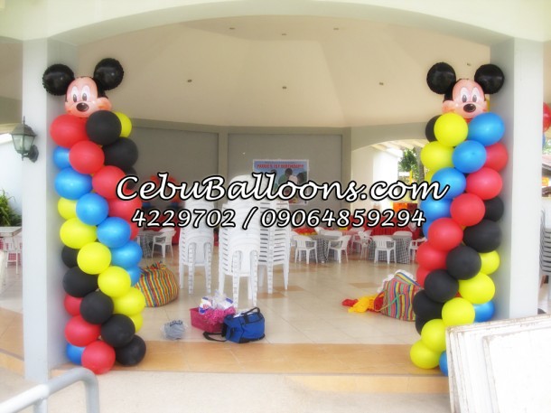 Columns with Mickey Mouse Balloons