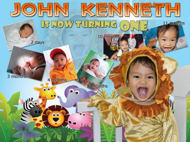 John Kenneth is turning 1 (Safari Theme Layout)