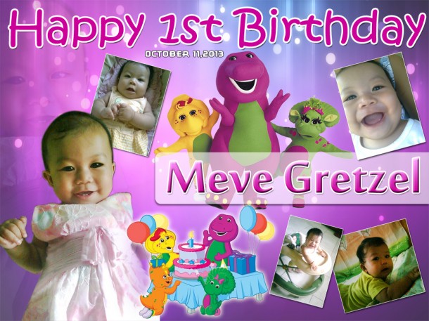 Meve's Barney Theme Tarpaulin