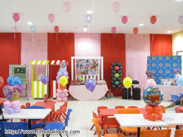 Final Setup of Princess and Cars Theme Birthday Party