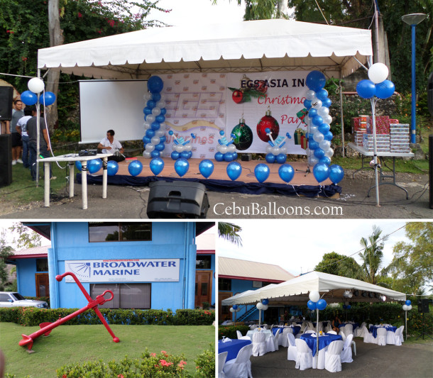 8 ft Balloon Pillars with 5 dozen flying balloons for Eversley Child Sanitarium's Christmas Party