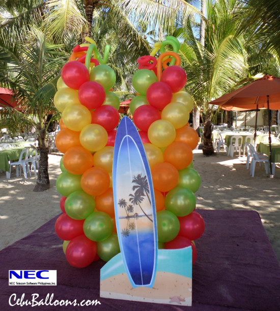 Balloon Pillars and Surf Board Styro Standee for NEC Telecom Family Day at Costabella