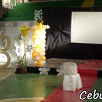 Gold & White Balloons at Poblacion Pardo Gym for the debut of Brgy Capt Althea Lim's (Pardo) daughter