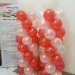Red and White Balloon Pillars at Tech Mahindra