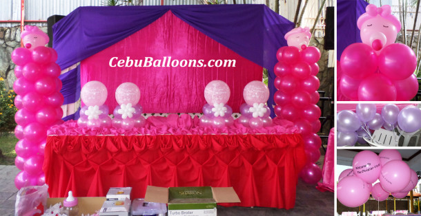 Baby Girl with Pacifier Balloon Decor at Metro Park Hotel Poolside