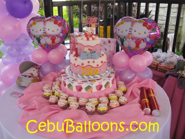 Balloon Decoration for Hello Kitty Cake