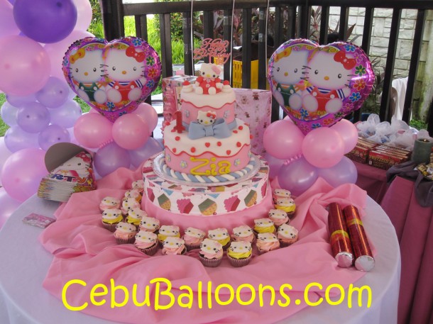 Balloon Decoration for Hello Kitty Cake