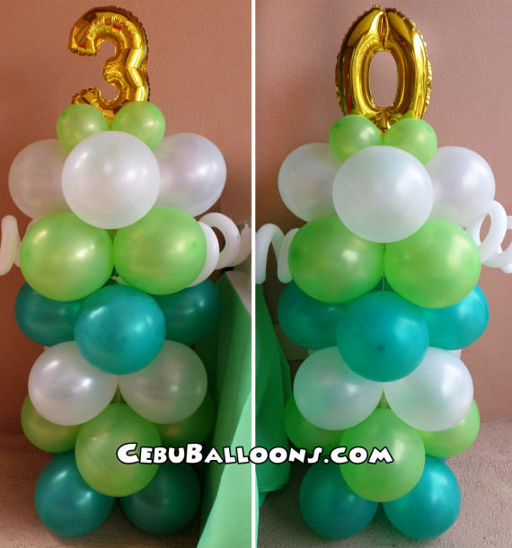 Balloon Pillars (Golf Theme) for a 30th Birthday Celebration
