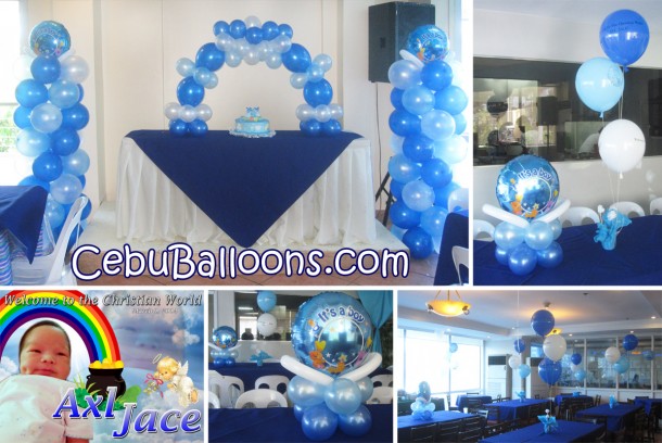 Boy Baptism Party Balloon Arrangement at Golden Peak Hotel