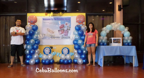 Boy Christening Balloon Decoration with Cake at AA's Guadalupe