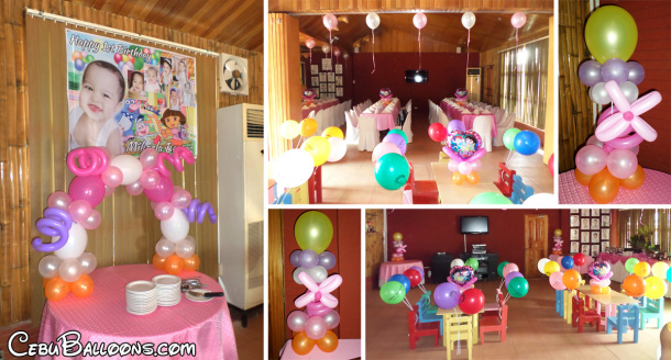 Cake Arch & Other Balloons for a Dora the Explorer Birthday at Lola Saling's Restaurant