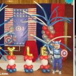 Captain America Balloon Setup with Tarp and Standees at Lola Saling’s Restaurant