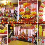 Cars (Lightning McQueen) Balloon Decoration Setup at Hannah’s Party Place for Enzo McLaren’s 1st Birthday