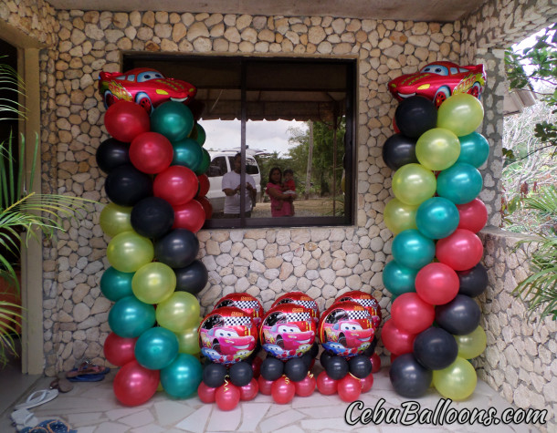 Cars theme Balloon Pillars and Centerpieces in a Riprap House in Consolacion
