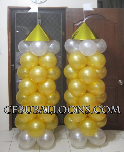 Castle Balloon Columns (White & Gold)