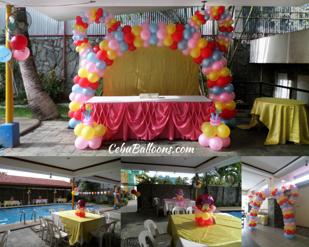 Colorful Minnie Mouse Balloon Setup at Metro Park's Poolside