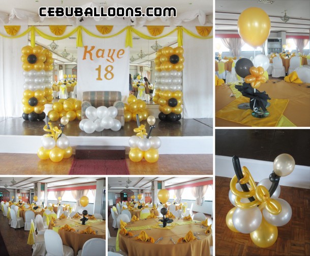 Debut Balloon Decoration (Gold, Black & White)