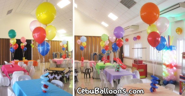 Flying Balloons Centerpieces at Mormons Church