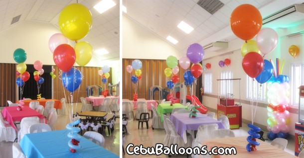 Flying Balloons Centerpieces at Mormons Church