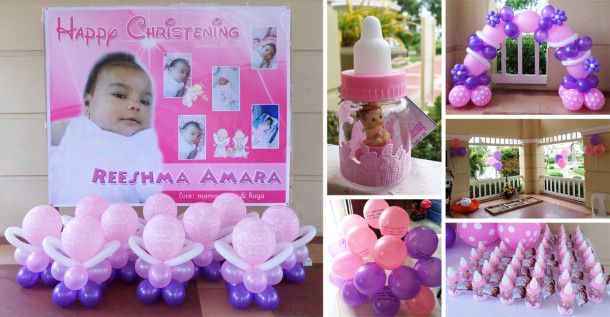 Girl Christening Balloon Decor with Giveaways at Aldea del Sol, Lapulapu