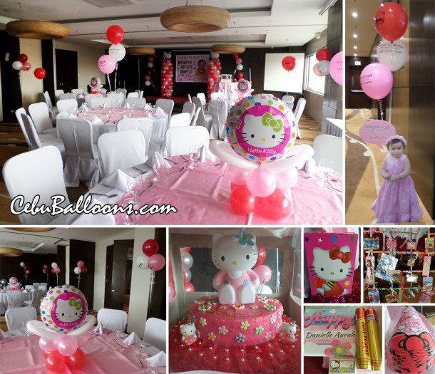 Hello Kitty Balloon Decors with Party Supplies at Badian Room in Bayfront Hotel