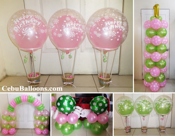 Hot-air Balloon Decoration Package (Colors Lime Green & Baby Pink)