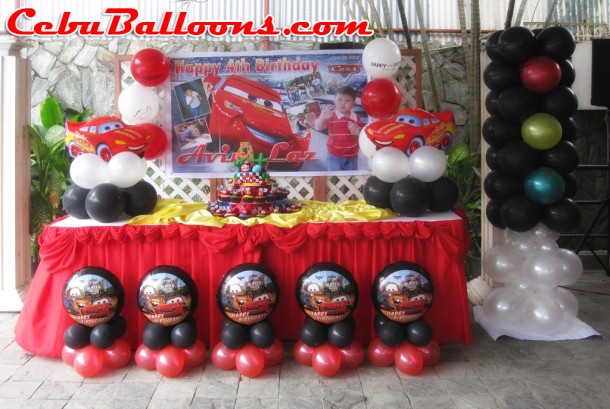 Lightning McQueen Balloon Setup at Metro Park Hotel - Poolside