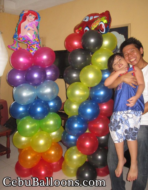 Little Mermaid & Cars Balloon Pillars for a Double Celebration