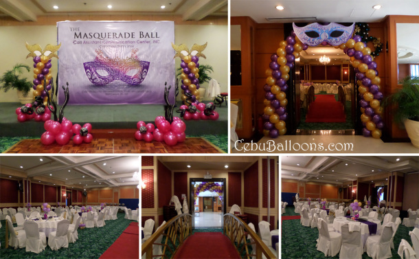 Masquerade Ball Balloon Decoration at Parklane Hotel for Call Assistant Communication Center Inc