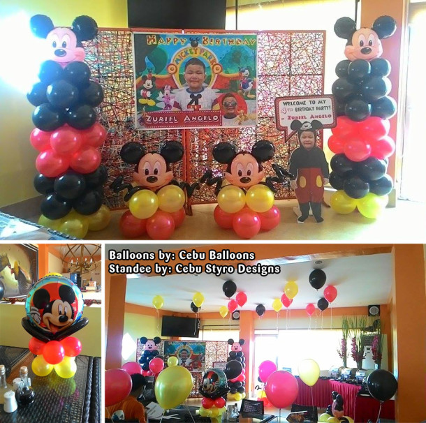 Mickey Mouse Balloons, Tarp & Styro Decoration at Gerardo's Grill