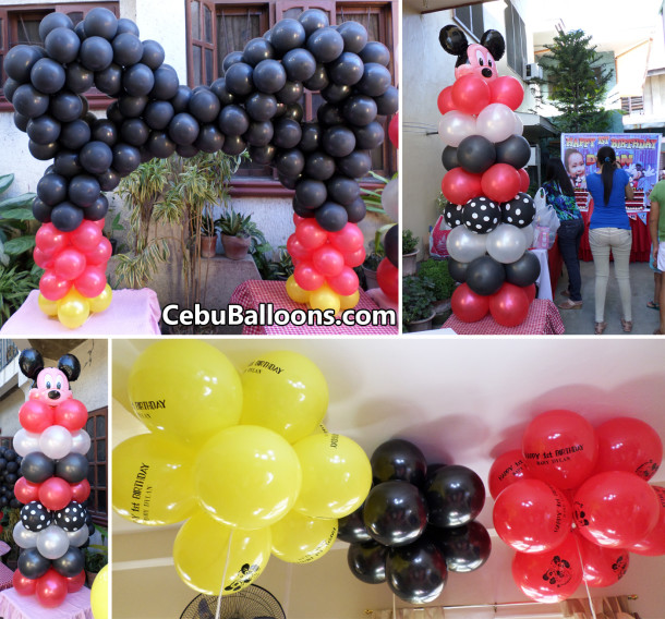 Mickey Mouse formed Cake Arch with other Balloon Decors for Dylan at Centro Mandaue City
