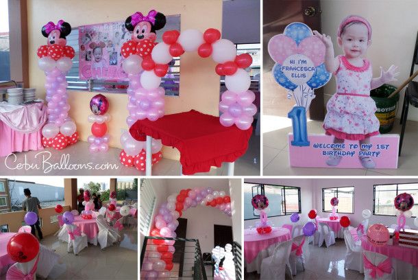 Minnie Mouse Balloon Decoration with Celebrant Standee and Tarp at Urban Deca Homes Clubhouse in Tipolo