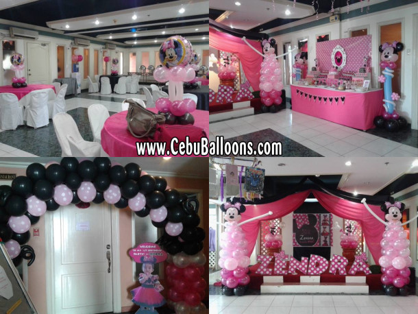 Minnie Mouse Balloon Setup with Desserts at Metro Park Hotel Restaurant