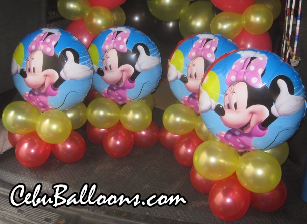 Minnie Mouse Centerpieces (Red & Yellow Balloons)
