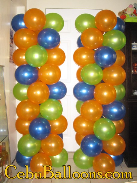 Orange, Light Green, Blue Balloon Columns