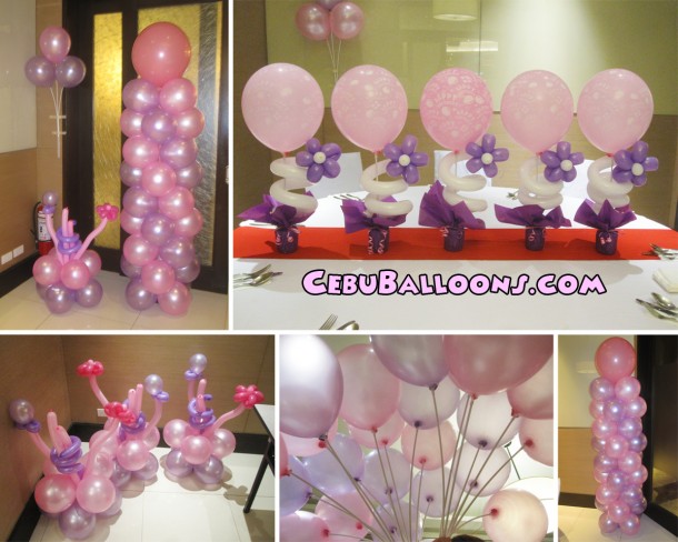 Pink & Purple Balloon Decoration for 80th Birthday at Quest Hotel