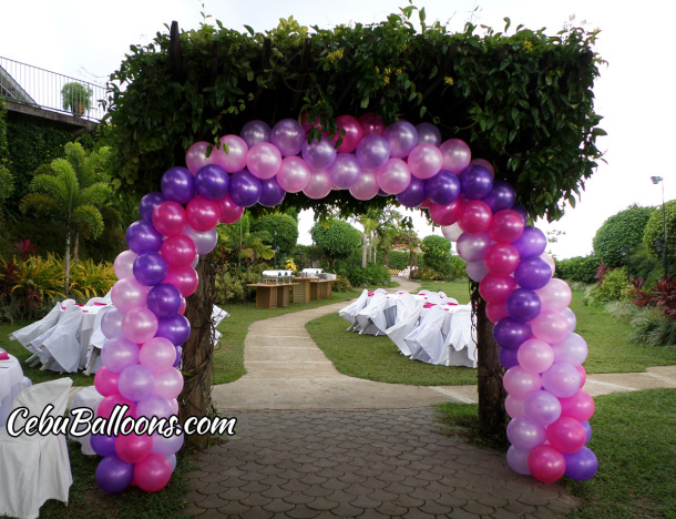 Pink & Violet Balloon Entrance Arch at Chateau de Busay