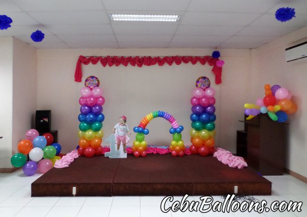 Rainbow Theme Balloon Setup for Venice's 1st Birthday at LEMCO
