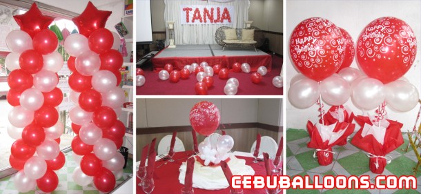 Red & White Balloon Decoration for Debut