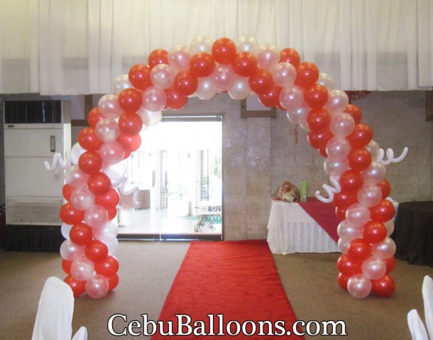 Red & White Balloon Entrance Arch (Double Rotation) at Montebello