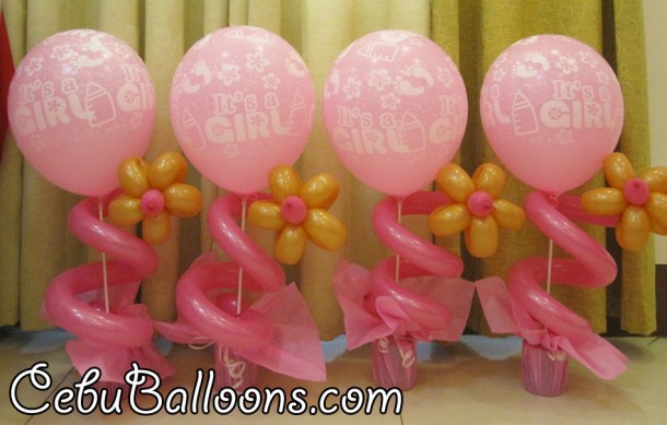 Simple Christening Balloon Centerpiece (Pink & Brown)