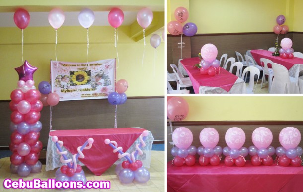 Simple Christening Balloon Decoration (Pink & Purple) at Hannah's Jackosalem