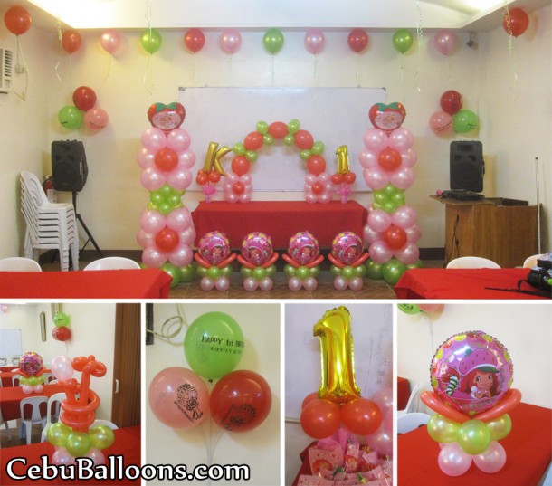 Strawberry Shortcake Balloon Decoration at AA's Barbeque Pusok