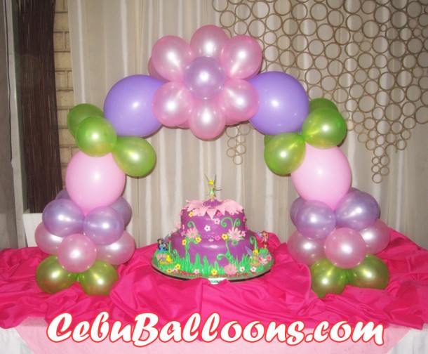 Tinkerbell Cake and Balloon Cake Arch