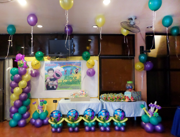 Barney Theme Balloon Decors & Party Supplies at AA's Barbeque - Guadalupe