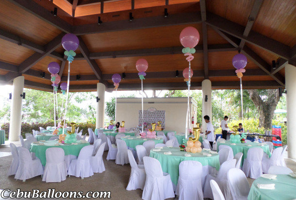 Walkway Balloons & Table Centerpieces with Letters at City Lights Garden