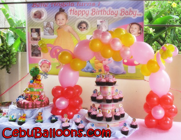 Winnie the Pooh Balloon Cake Arch