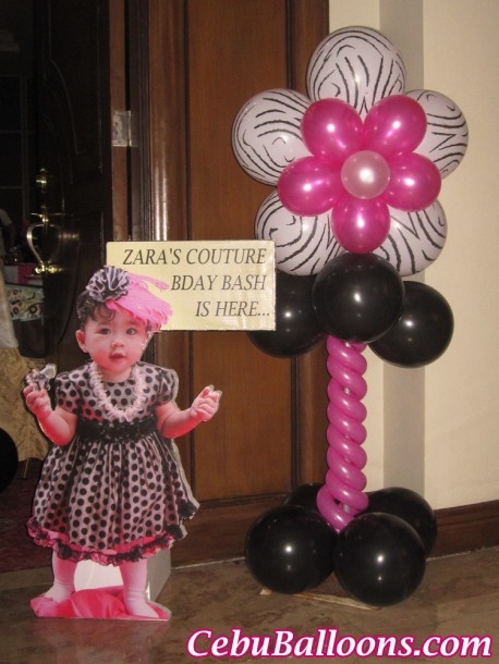 Juicy Couture themed Balloon Pillar & Celebrant Standee