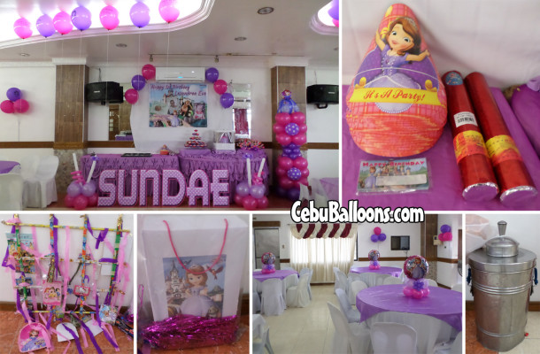 Sofia the First Balloon Decors & Party Supplies for Sundae's 1st Birthday at Maria Lina